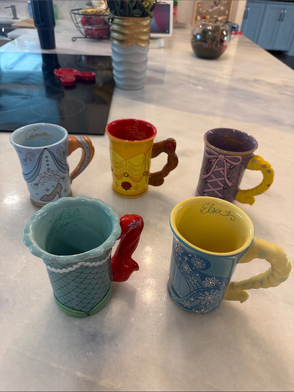 Disney Princess Ceramic Mugs - Assorted Colors (Set of 5)